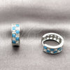 Argolla Huggie 02.267.0095.9.18 Rodio Laminado, con Zirconia Cubica Turquoise y Blanca, Pulido, Rodinado