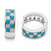 Argolla Huggie 02.267.0095.9.18 Rodio Laminado, con Zirconia Cubica Turquoise y Blanca, Pulido, Rodinado