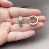 Argolla Huggie 02.267.0095.10.18 Rodio Laminado, con Zirconia Cubica Amatista y Blanca, Pulido, Rodinado