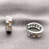 Argolla Huggie 02.267.0095.11.18 Rodio Laminado, con Zirconia Cubica Multicolor, Pulido, Rodinado
