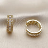 Argolla Huggie 02.267.0096.25 Oro Laminado, Diseño de Cluster, con Zirconia Cubica Blanca, Pulido, Tono Dorado