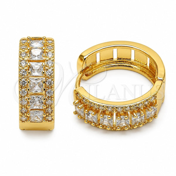 Argolla Huggie 02.267.0096.25 Oro Laminado, Diseño de Cluster, con Zirconia Cubica Blanca, Pulido, Tono Dorado