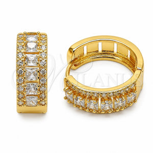 Argolla Huggie 02.267.0096.25 Oro Laminado, Diseño de Cluster, con Zirconia Cubica Blanca, Pulido, Tono Dorado