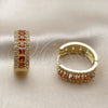 Argolla Huggie 02.267.0096.1.25 Oro Laminado, Diseño de Cluster, con Zirconia Cubica Granate y Blanca, Pulido, Tono Dorado