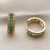 Argolla Huggie 02.267.0096.2.25 Oro Laminado, Diseño de Cluster, con Zirconia Cubica Verde y Blanca, Pulido, Tono Dorado