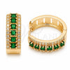 Argolla Huggie 02.267.0096.2.25 Oro Laminado, Diseño de Cluster, con Zirconia Cubica Verde y Blanca, Pulido, Tono Dorado