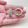 Argolla Huggie 02.267.0096.3.25 Oro Laminado, Diseño de Cluster, con Zirconia Cubica Turquoise y Blanca, Pulido, Tono Dorado