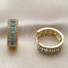 Argolla Huggie 02.267.0096.3.25 Oro Laminado, Diseño de Cluster, con Zirconia Cubica Turquoise y Blanca, Pulido, Tono Dorado