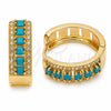 Argolla Huggie 02.267.0096.3.25 Oro Laminado, Diseño de Cluster, con Zirconia Cubica Turquoise y Blanca, Pulido, Tono Dorado
