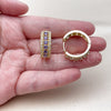 Argolla Huggie 02.267.0096.4.25 Oro Laminado, Diseño de Cluster, con Zirconia Cubica Amatista y Blanca, Pulido, Tono Dorado