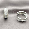 Argolla Huggie 02.267.0096.6.25 Rodio Laminado, Diseño de Cluster, con Zirconia Cubica Blanca, Pulido, Rodinado