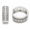 Argolla Huggie 02.267.0096.6.25 Rodio Laminado, Diseño de Cluster, con Zirconia Cubica Blanca, Pulido, Rodinado
