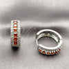 Argolla Huggie 02.267.0096.7.25 Rodio Laminado, Diseño de Cluster, con Zirconia Cubica Granate y Blanca, Pulido, Rodinado