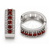 Argolla Huggie 02.267.0096.7.25 Oro Laminado Blanco, Diseño de Cluster, con Zirconia Cubica Granate y Blanca, Pulido, Rodinado