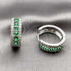 Argolla Huggie 02.267.0096.8.25 Rodio Laminado, Diseño de Cluster, con Zirconia Cubica Verde, Pulido, Rodinado