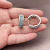 Argolla Huggie 02.267.0096.9.25 Rodio Laminado, Diseño de Cluster, con Zirconia Cubica Turquoise y Blanca, Pulido, Rodinado
