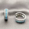 Argolla Huggie 02.267.0096.9.25 Rodio Laminado, Diseño de Cluster, con Zirconia Cubica Turquoise y Blanca, Pulido, Rodinado