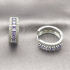 Argolla Huggie 02.267.0096.10.25 Rodio Laminado, Diseño de Cluster, con Zirconia Cubica Amatista y Blanca, Pulido, Rodinado