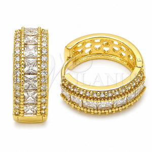 Argolla Huggie 02.267.0097.20 Oro Laminado, Diseño de Cluster, con Zirconia Cubica Blanca, Pulido, Tono Dorado