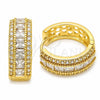 Argolla Huggie 02.267.0097.20 Oro Laminado, Diseño de Cluster, con Zirconia Cubica Blanca, Pulido, Tono Dorado