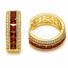 Argolla Huggie 02.267.0097.1.20 Oro Laminado, Diseño de Cluster, con Zirconia Cubica Granate y Blanca, Pulido, Tono Dorado