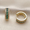 Argolla Huggie 02.267.0097.2.20 Oro Laminado, Diseño de Cluster, con Zirconia Cubica Verde y Blanca, Pulido, Tono Dorado
