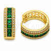Argolla Huggie 02.267.0097.2.20 Oro Laminado, Diseño de Cluster, con Zirconia Cubica Verde y Blanca, Pulido, Tono Dorado