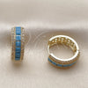 Argolla Huggie 02.267.0097.3.20 Oro Laminado, Diseño de Cluster, con Zirconia Cubica Turquoise, Pulido, Tono Dorado