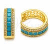 Argolla Huggie 02.267.0097.3.20 Oro Laminado, Diseño de Cluster, con Zirconia Cubica Turquoise, Pulido, Tono Dorado