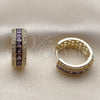 Argolla Huggie 02.267.0097.4.20 Oro Laminado, Diseño de Cluster, con Zirconia Cubica Amatista y Blanca, Pulido, Tono Dorado