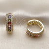 Argolla Huggie 02.267.0097.5.20 Oro Laminado, Diseño de Cluster, con Zirconia Cubica Multicolor, Pulido, Tono Dorado