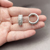 Argolla Huggie 02.267.0097.6.20 Rodio Laminado, Diseño de Cluster, con Zirconia Cubica Blanca, Pulido, Rodinado