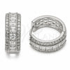 Argolla Huggie 02.267.0097.6.20 Rodio Laminado, Diseño de Cluster, con Zirconia Cubica Blanca, Pulido, Rodinado