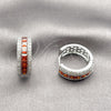 Argolla Huggie 02.267.0097.7.20 Rodio Laminado, Diseño de Cluster, con Zirconia Cubica Granate y Blanca, Pulido, Rodinado