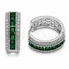 Argolla Huggie 02.267.0097.8.20 Rodio Laminado, Diseño de Cluster, con Zirconia Cubica Verde y Blanca, Pulido, Rodinado