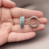 Argolla Huggie 02.267.0097.9.20 Rodio Laminado, Diseño de Cluster, con Zirconia Cubica Turquoise y Blanca, Pulido, Rodinado