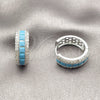 Argolla Huggie 02.267.0097.9.20 Rodio Laminado, Diseño de Cluster, con Zirconia Cubica Turquoise y Blanca, Pulido, Rodinado