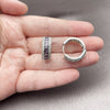 Argolla Huggie 02.267.0097.10.20 Rodio Laminado, Diseño de Cluster, con Zirconia Cubica Amatista y Blanca, Pulido, Rodinado