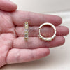 Argolla Huggie 02.267.0098.22 Oro Laminado, Diseño de Baguette, con Zirconia Cubica Blanca, Pulido, Tono Dorado