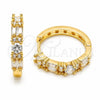 Argolla Huggie 02.267.0098.22 Oro Laminado, Diseño de Baguette, con Zirconia Cubica Blanca, Pulido, Tono Dorado