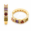 Argolla Huggie 02.267.0098.4.22 Oro Laminado, Diseño de Baguette, con Zirconia Cubica Multicolor y Blanca, Pulido, Tono Dorado