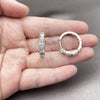 Argolla Huggie 02.267.0098.5.22 Rodio Laminado, Diseño de Baguette, con Zirconia Cubica Blanca, Pulido, Rodinado
