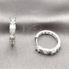Argolla Huggie 02.267.0098.5.22 Rodio Laminado, Diseño de Baguette, con Zirconia Cubica Blanca, Pulido, Rodinado