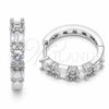 Argolla Huggie 02.267.0098.5.22 Rodio Laminado, Diseño de Baguette, con Zirconia Cubica Blanca, Pulido, Rodinado