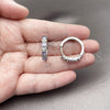 Argolla Huggie 02.267.0098.8.22 Rodio Laminado, Diseño de Baguette, con Zirconia Cubica Amatista y Blanca, Pulido, Rodinado