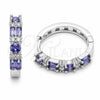 Argolla Huggie 02.267.0098.8.22 Rodio Laminado, Diseño de Baguette, con Zirconia Cubica Amatista y Blanca, Pulido, Rodinado