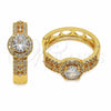 Argolla Huggie 02.267.0099.25 Oro Laminado, Diseño de Cluster, con Zirconia Cubica Blanca y Micro Pave Blanca, Pulido, Tono Dorado