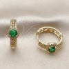 Argolla Huggie 02.267.0099.2.25 Oro Laminado, Diseño de Cluster, con Zirconia Cubica Verde y Micro Pave Blanca, Pulido, Tono Dorado