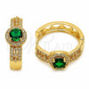Argolla Huggie 02.267.0099.2.25 Oro Laminado, Diseño de Cluster, con Zirconia Cubica Verde y Micro Pave Blanca, Pulido, Tono Dorado