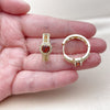 Argolla Huggie 02.267.0099.4.25 Oro Laminado, Diseño de Cluster, con Zirconia Cubica Granate y Micro Pave Blanca, Pulido, Tono Dorado